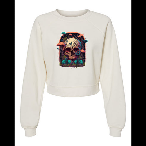 Human Skull with Mushrooms Bella canvas hoodie 7505